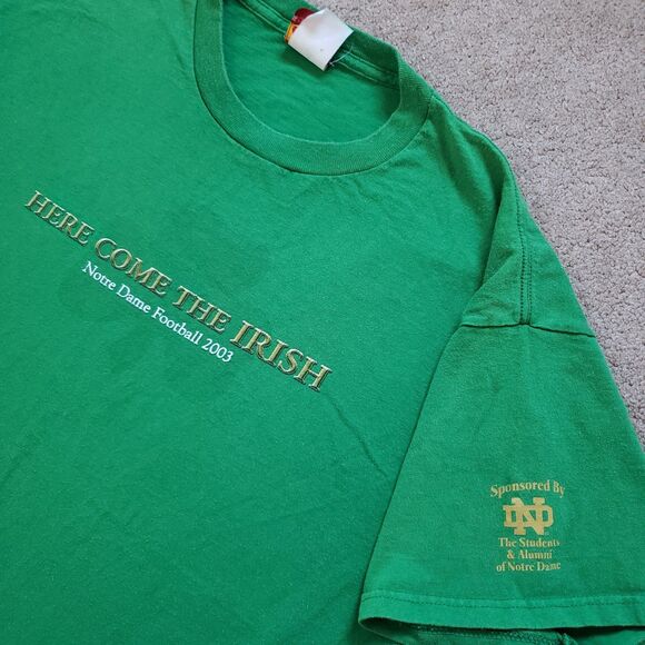Vintage Y2K Notre Dame Football Size XL Mens Double Side T-Shirt NCAA 2003 - Picture 4 of 7